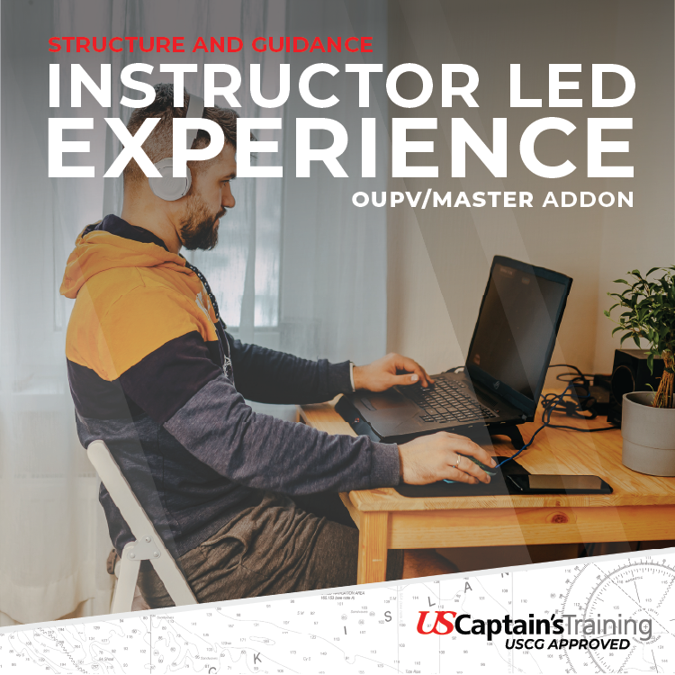 US Captain's Training OUPV and Master 100 Tons course with live web conference led by a USCG-approved instructor.
